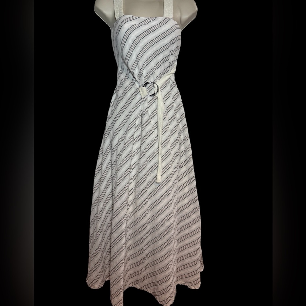 Moon River Anthropology striped Linen Blend Midi Dress size XS